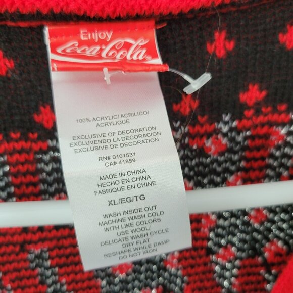 Coca-Cola Ugly Christmas Cardigan XL “It’s the Real Thing” Bottles Polar Bears - Picture 3 of 4